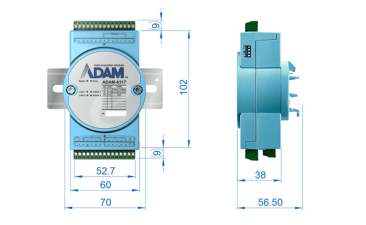 Adam-6300-Serie - Maße