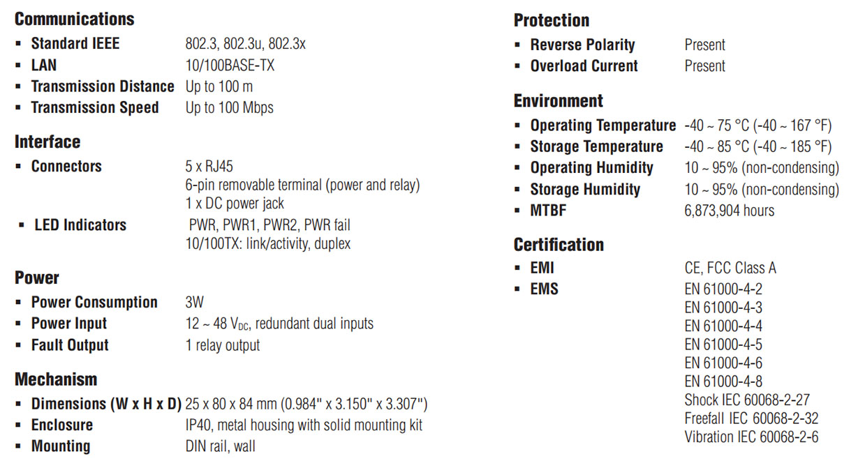 Advantech EKI-2525LI - spezifikationen